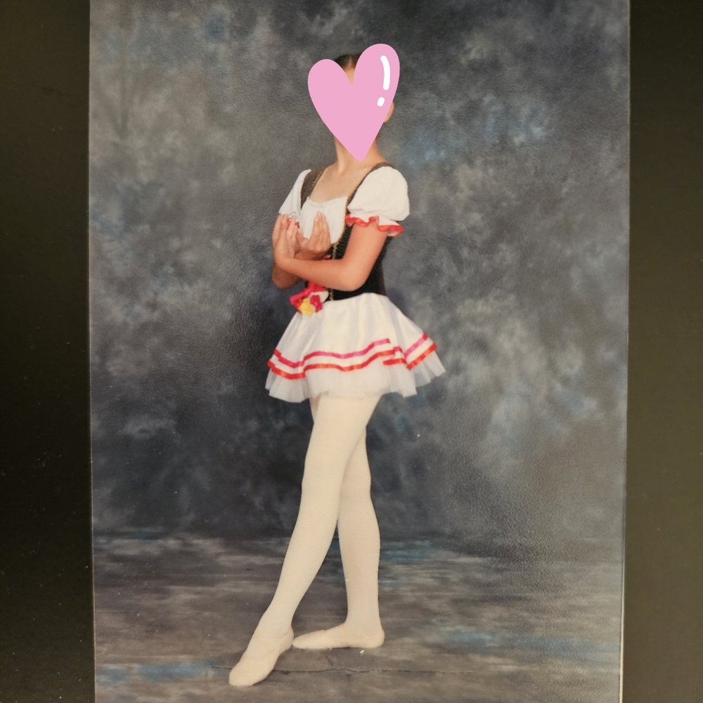 Art Stone white brown red tulle skirt bodysuit ballet dance costume size MC